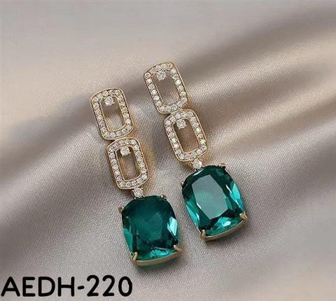 AEDH220  Sterling Square Drop Earrings Pair