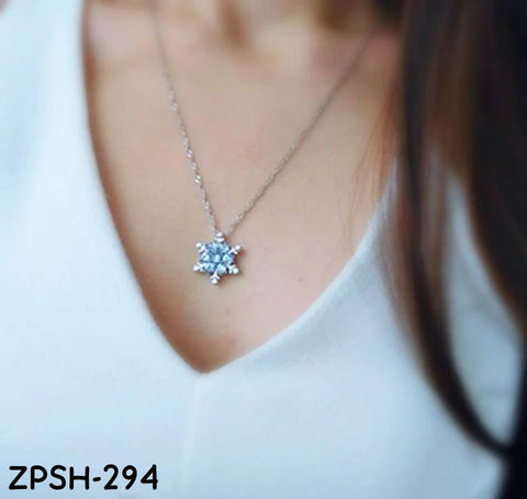 ZPSH294  Aqua Flower Star Curb Chain Pendant