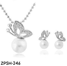 ZPSH246 DT Pearl Butterfly Pendant Set