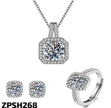 ZPSH268 DT Square Stone Pendant Set