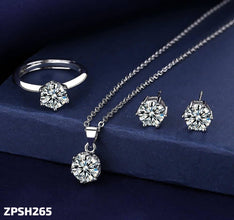 ZPSH265 DT Round Silver Stone Pendant Set