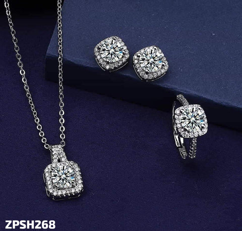 ZPSH268 DT Square Stone Pendant Set