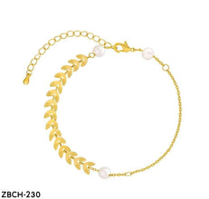 ZBCH230  Leaves/Pearl Chain Bracelet Adjustable