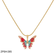 ZPSH285 DT Multi Painted Butterfly/Snake Chain Pendant