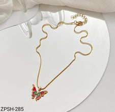 ZPSH285 DT Multi Painted Butterfly/Snake Chain Pendant