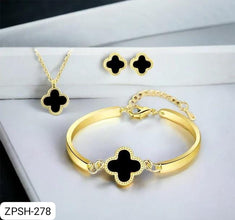 ZPSH278 DT Painted Clover Pendant Set